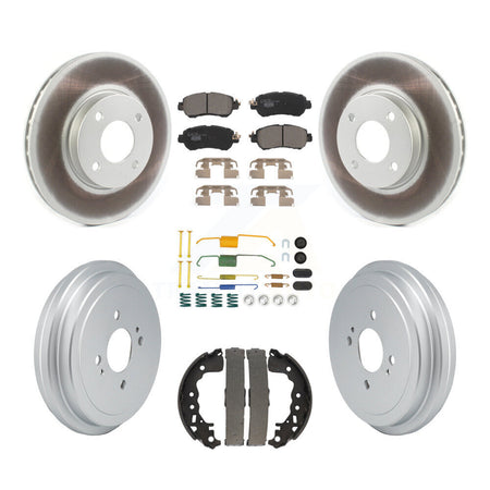Front Rear Coated Disc Brake Rotors Ceramic Pad And Drum Kit (7Pc) For Nissan Kicks Versa KGT-103292