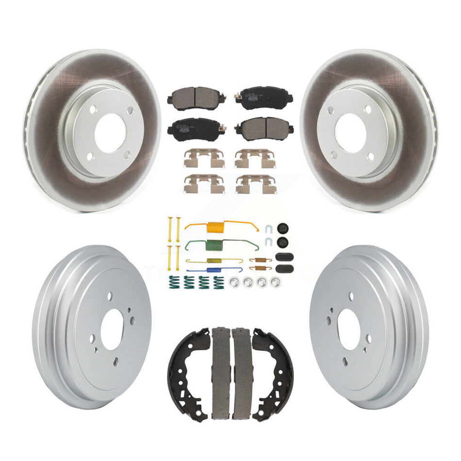 Front Rear Coated Disc Brake Rotors Ceramic Pad And Drum Kit (7Pc) For Nissan Kicks Versa KGT-103292