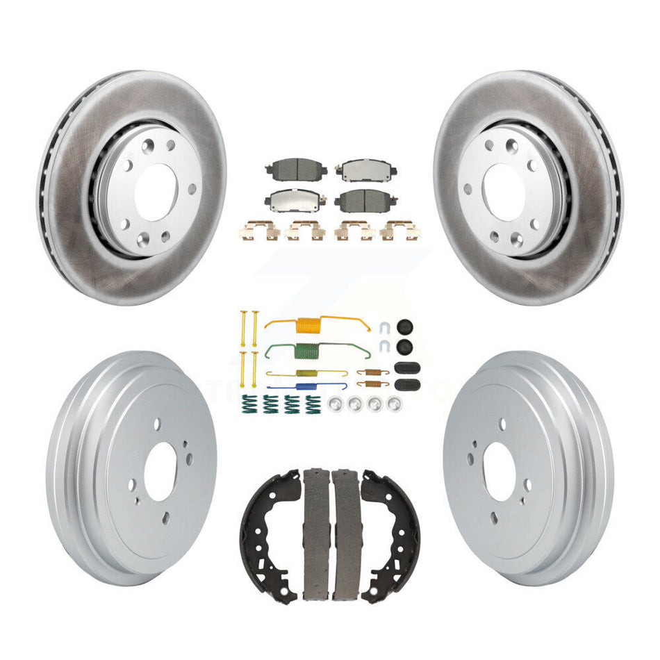 Front Rear Coated Disc Brake Rotors Ceramic Pads And Drum Kit (7Pc) For Nissan Kicks KGT-103293
