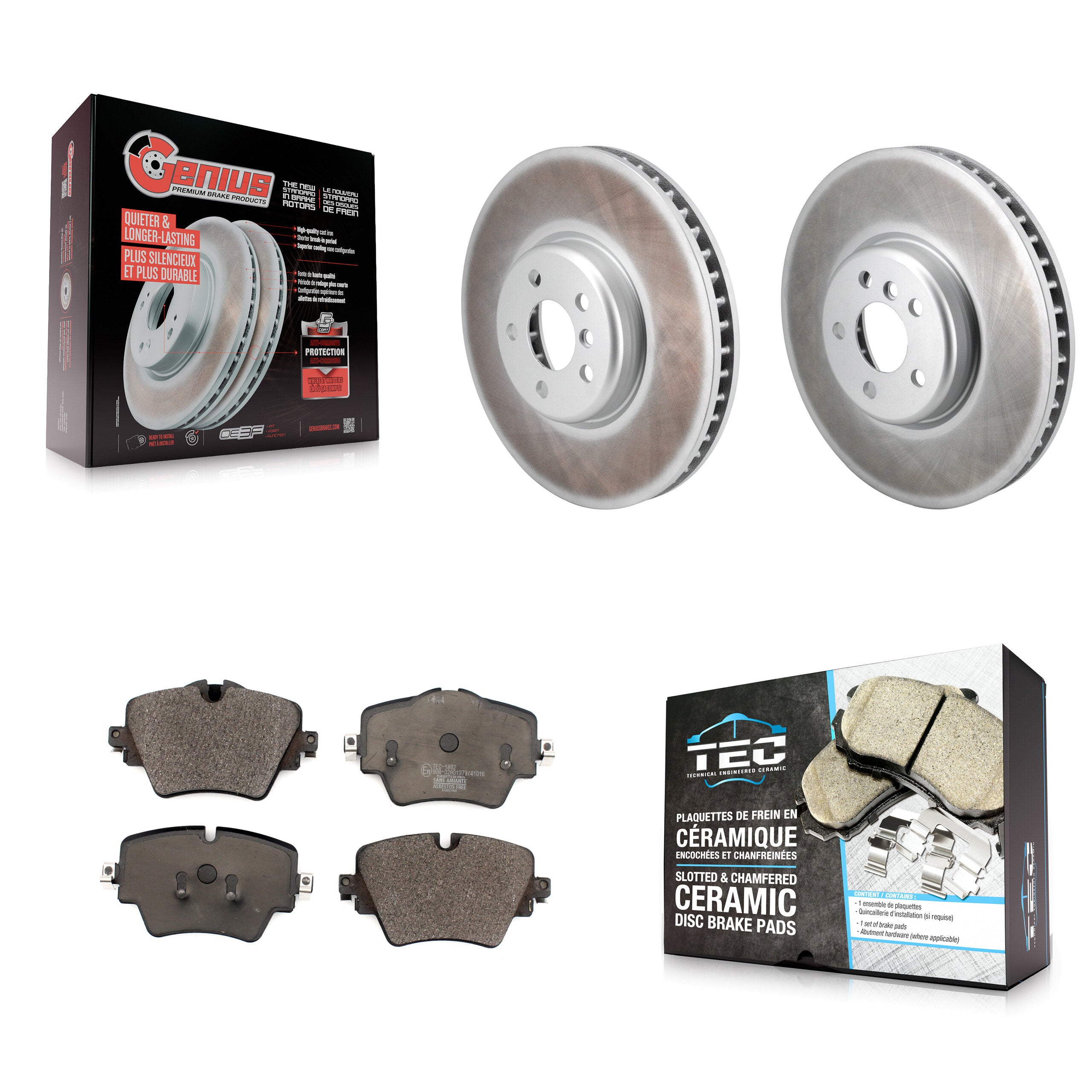 Front Coat Brake Rotors Ceramic Pad Kit For 21 Toyota GR Supra 2.0L With 4 Piston Caliper KGT-103306