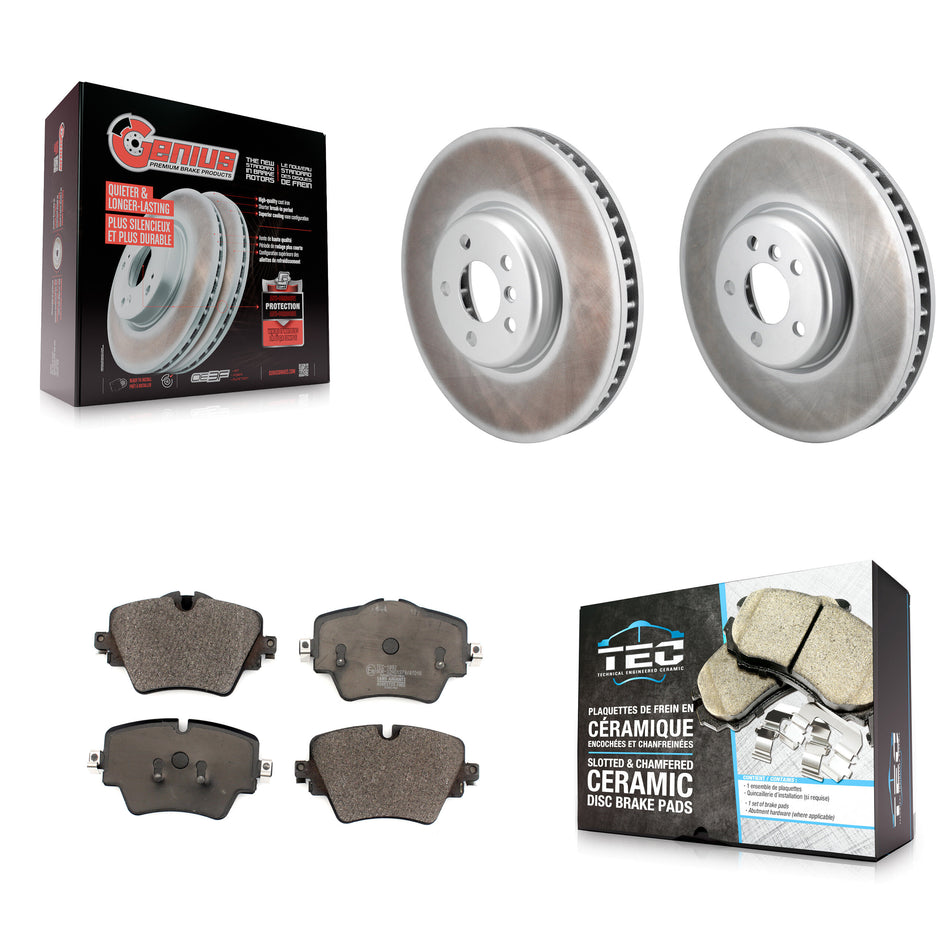 Front Coat Brake Rotors Ceramic Pad Kit For 21 Toyota GR Supra 2.0L With 4 Piston Caliper KGT-103306