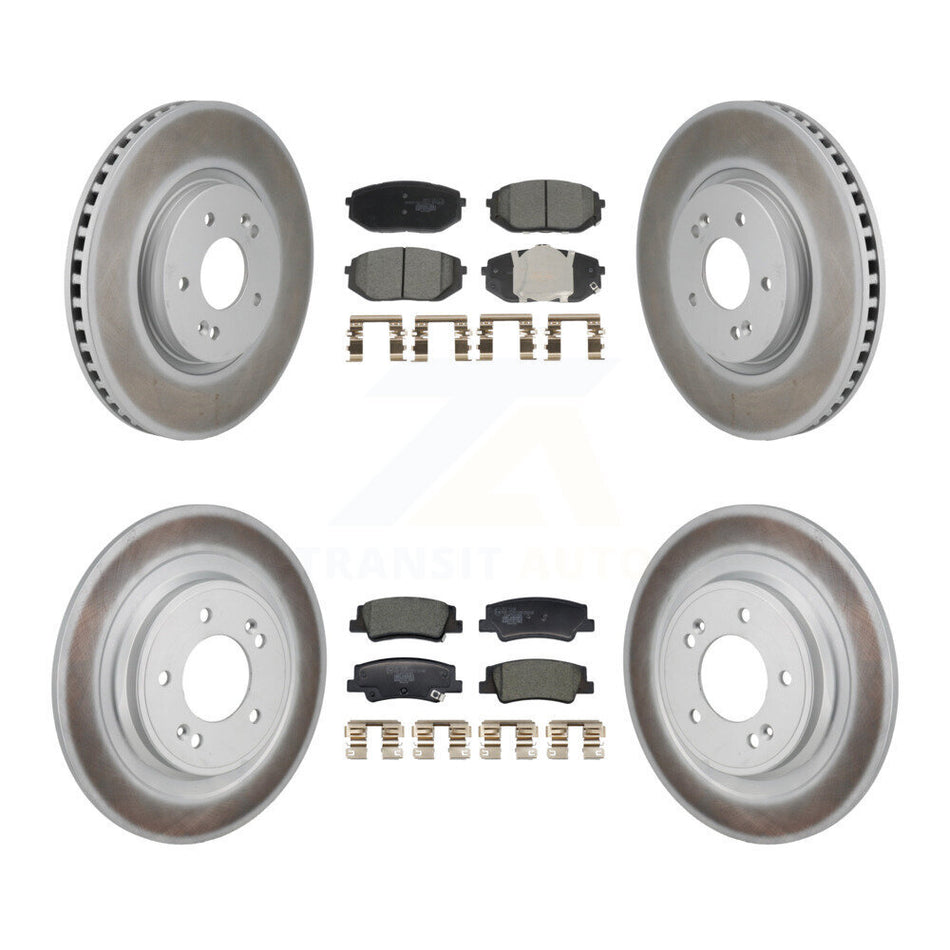 Front Rear Coated Disc Brake Rotors And Ceramic Pads Kit For Hyundai Tucson Kia Sportage KGT-103309