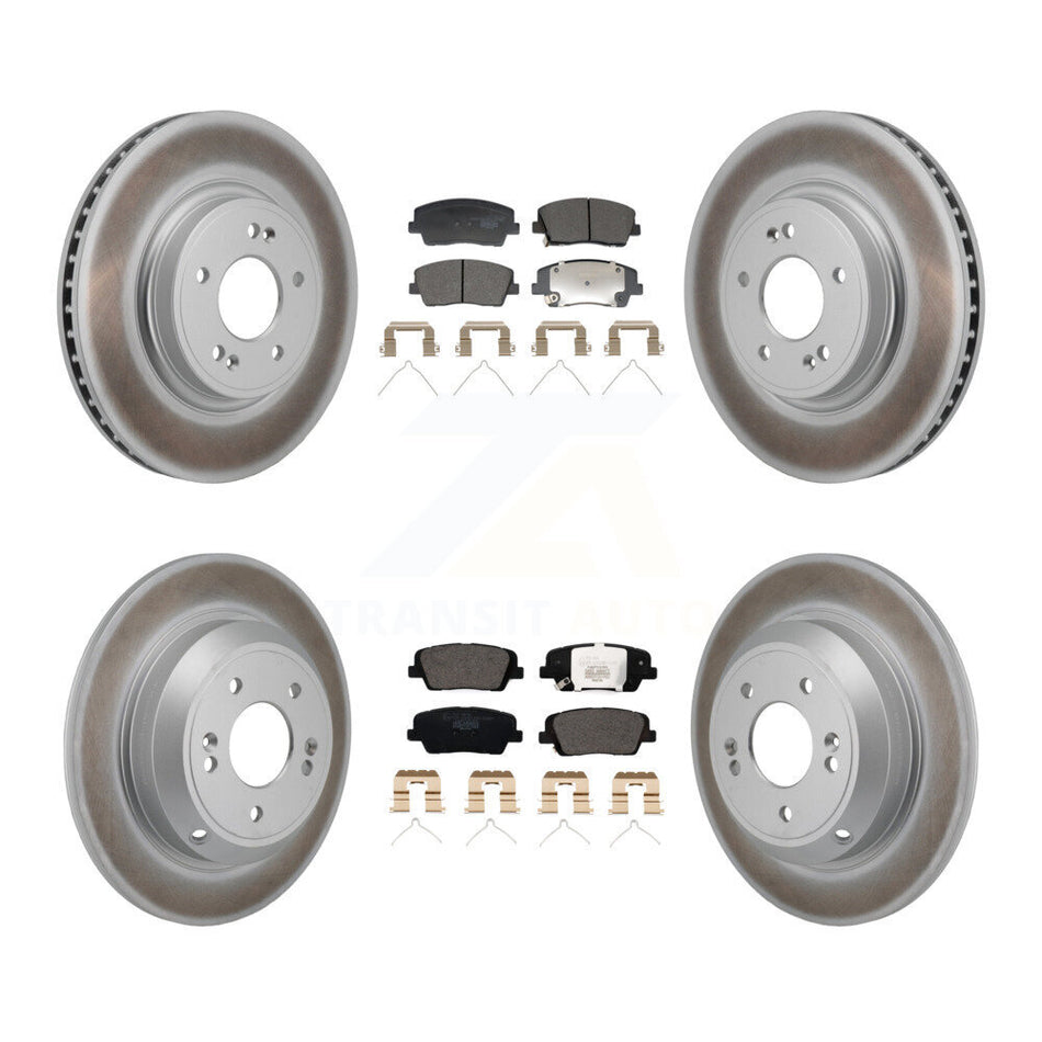 Front Rear Coated Disc Brake Rotors And Ceramic Pads Kit For Genesis G70 Kia Stinger KGT-103314
