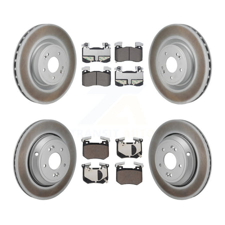 Front Rear Coated Disc Brake Rotors And Ceramic Pads Kit For 2022 Genesis G70 3.3L KGT-103316