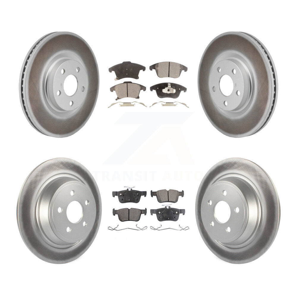 Front Rear Coated Disc Brake Rotors And Ceramic Pads Kit For 2017-2020 Lincoln MKZ 2.0L KGT-103322