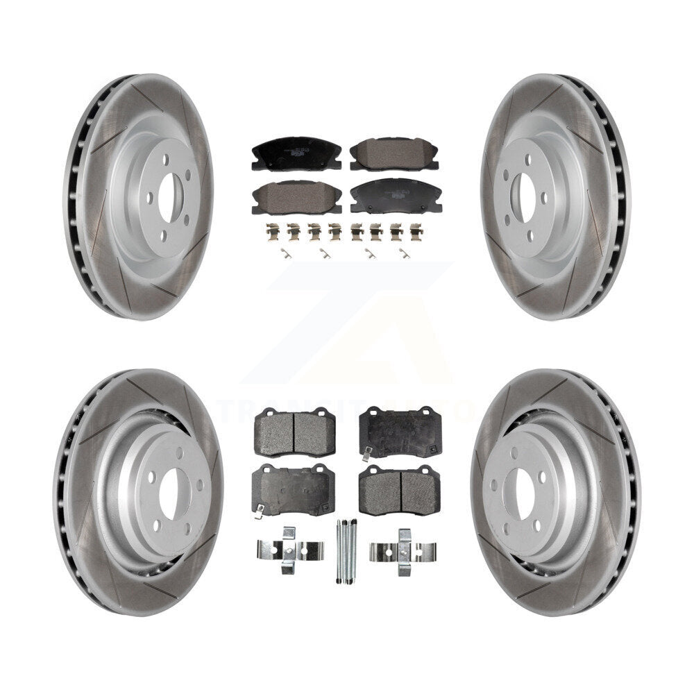 Front Rear Coated Disc Brake Rotors And Ceramic Pads Kit For Dodge Charger KGT-103326