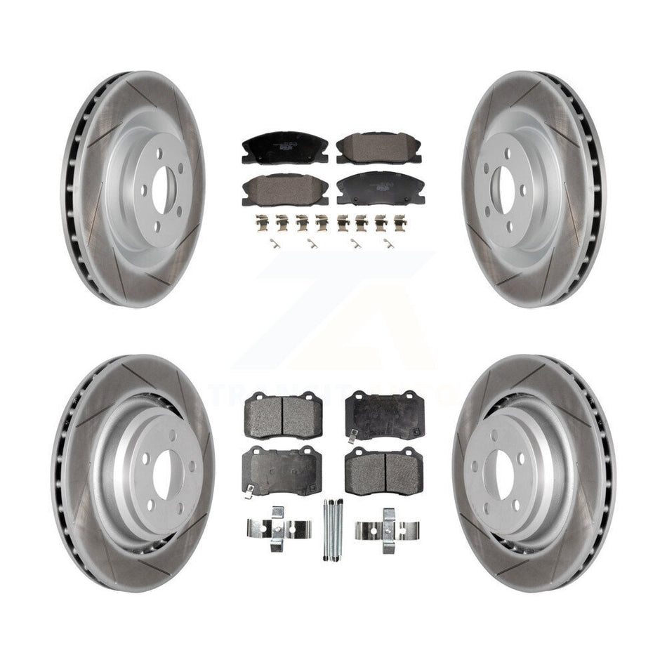 Front Rear Coated Disc Brake Rotors And Ceramic Pads Kit For Dodge Charger KGT-103326
