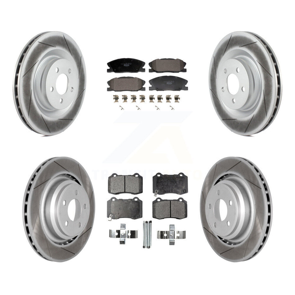 Front Rear Coated Disc Brake Rotors And Ceramic Pads Kit For Dodge Charger KGT-103332