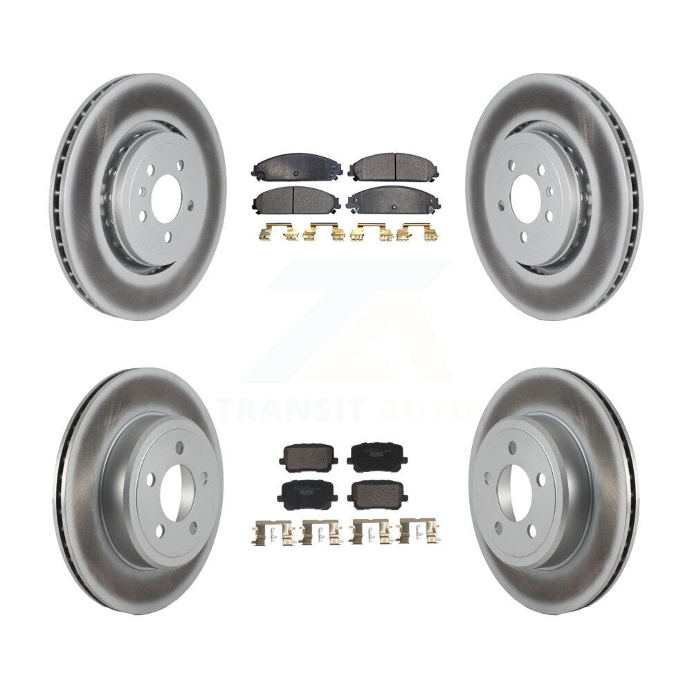 Front Rear Coated Brake Rotor & Ceramic Pad Kit For 2017-2018 Dodge Charger RWD with 5.7L KGT-103346