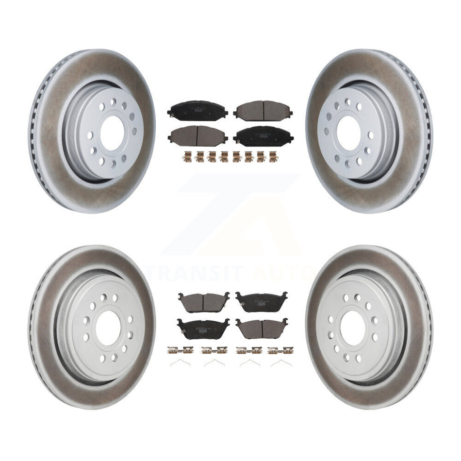 Front Rear Coated Disc Brake Rotor And Ceramic Pad Kit For Ram 1500 Jeep Wagoneer Grand L KGT-103359