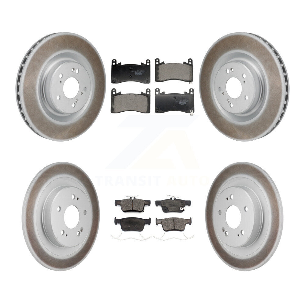 Front Rear Coated Disc Brake Rotors And Ceramic Pads Kit For 2021-2023 Acura TLX 3.0L KGT-103371