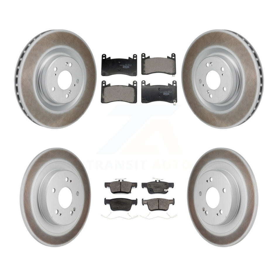 Front Rear Coated Disc Brake Rotors And Ceramic Pads Kit For 2021-2023 Acura TLX 3.0L KGT-103371