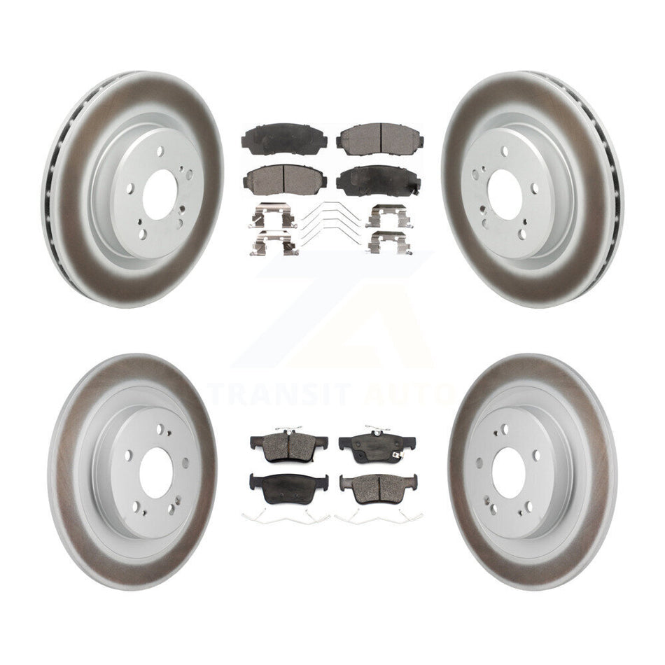 Front Rear Coated Disc Brake Rotors And Ceramic Pads Kit For 2021-2023 Acura TLX 2.0L KGT-103372