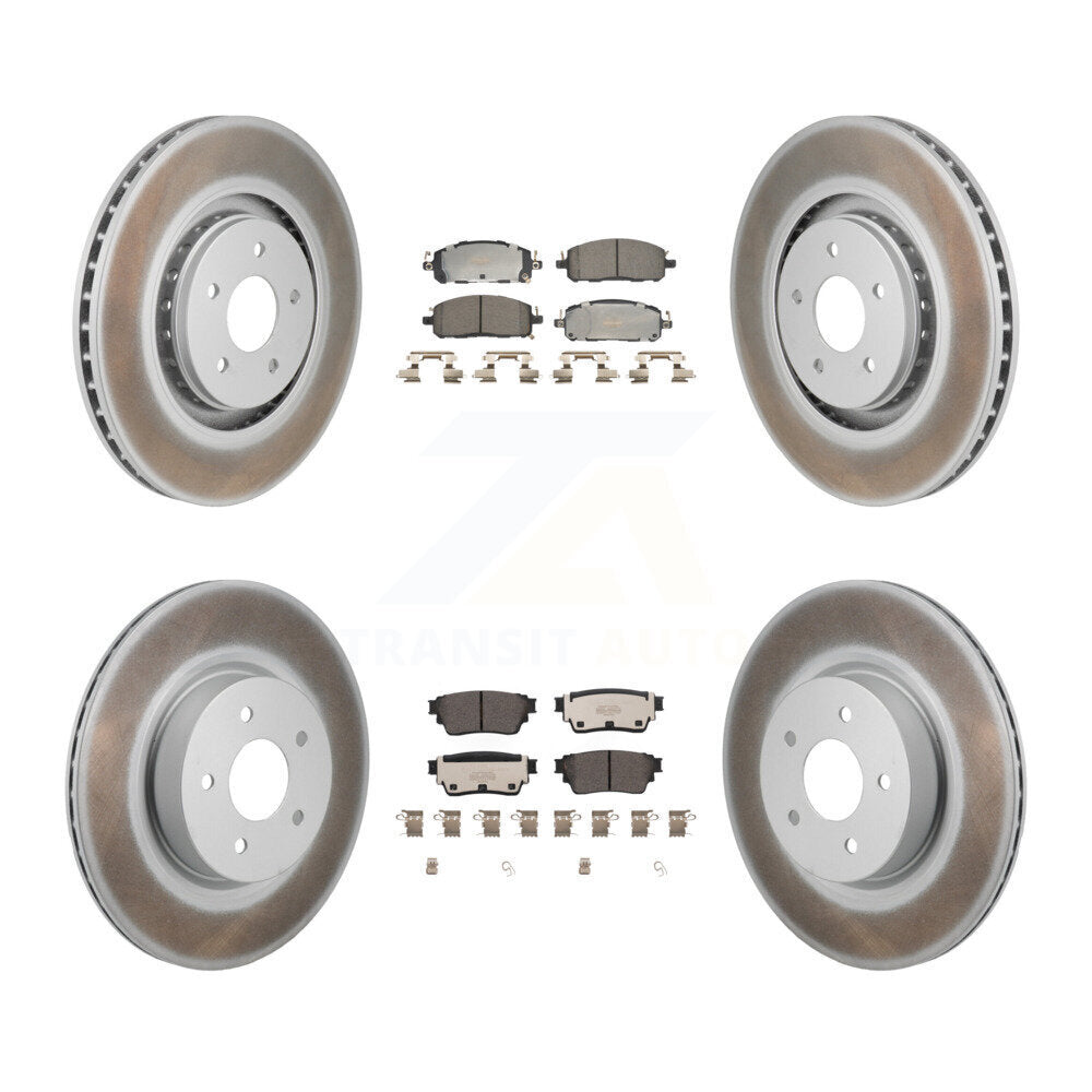 Front Rear Coated Brake Rotors Ceramic Pad Kit For Mitsubishi Outlander Nissan Pathfinder KGT-103373