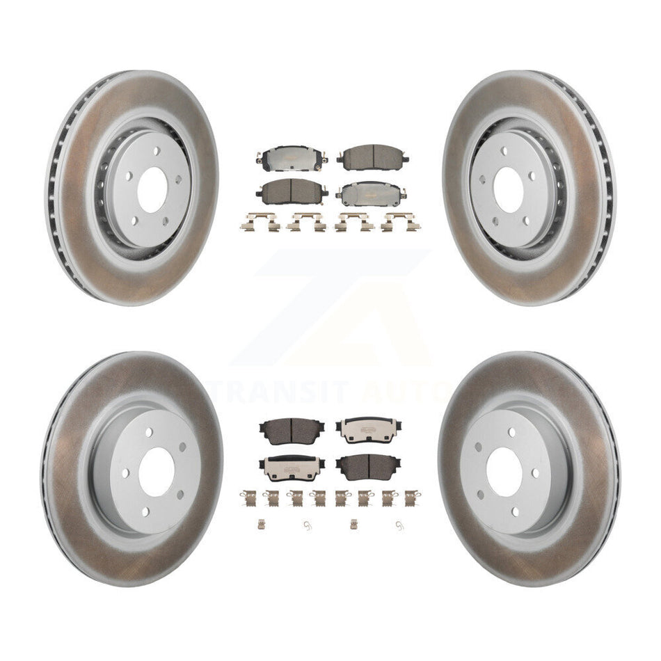 Front Rear Coated Brake Rotors Ceramic Pad Kit For Mitsubishi Outlander Nissan Pathfinder KGT-103373