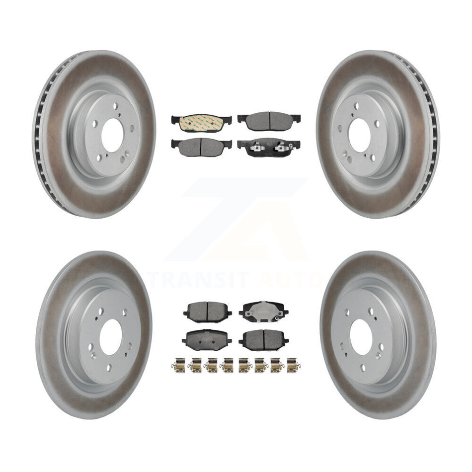 Front Rear Coated Disc Brake Rotors And Ceramic Pads Kit For 2022-2023 Acura MDX 3.5L KGT-103376