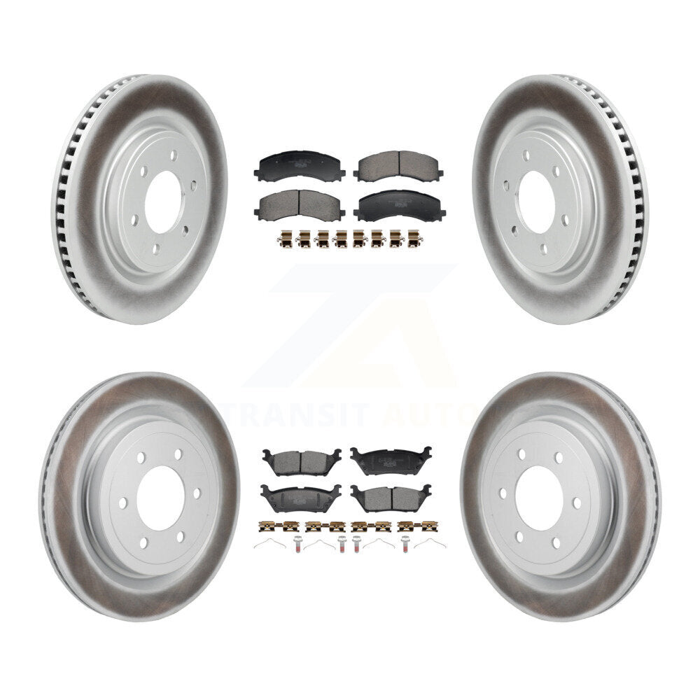 Front Rear Coated Disc Brake Rotors And Ceramic Pads Kit For Ford F-150 Lightning KGT-103377