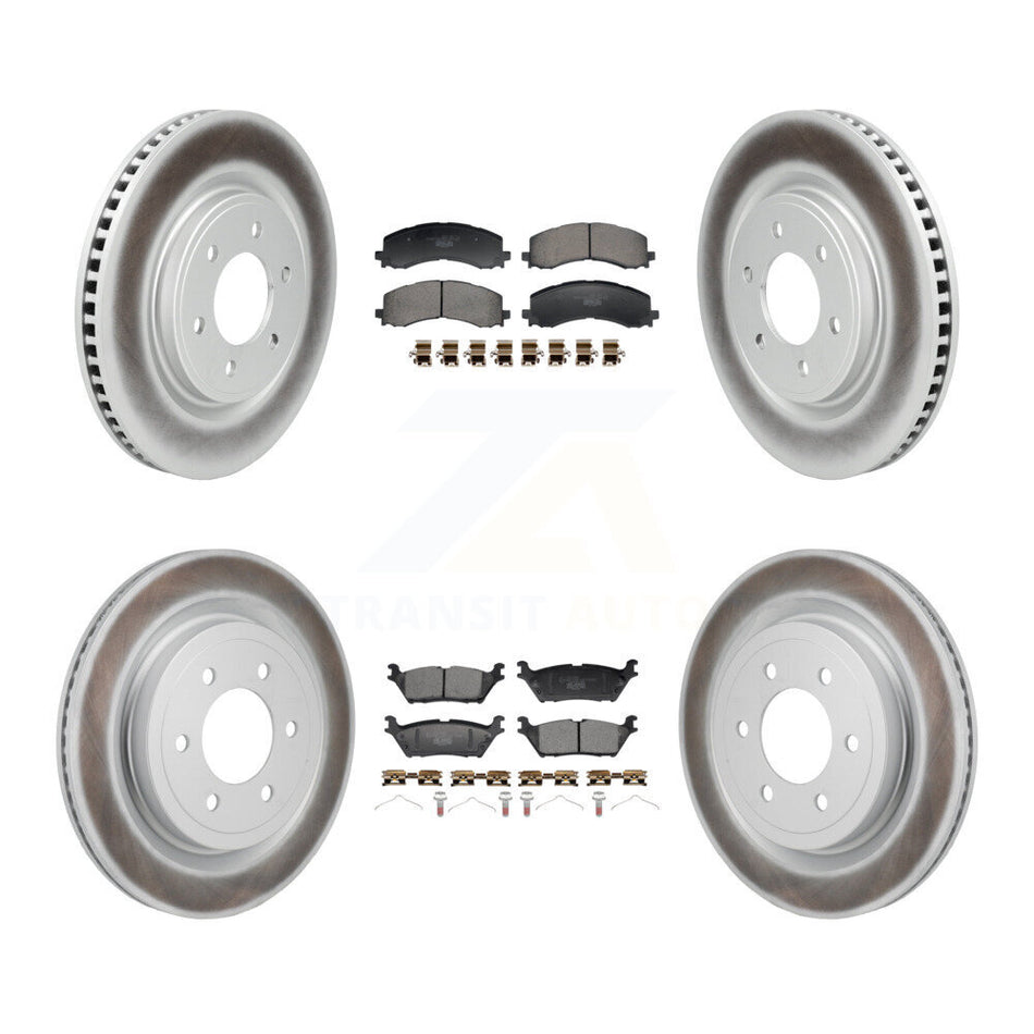 Front Rear Coated Disc Brake Rotors And Ceramic Pads Kit For Ford F-150 Lightning KGT-103377