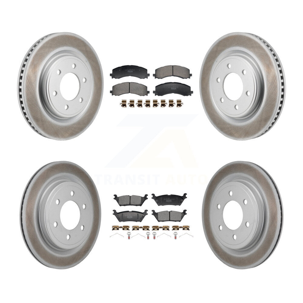 Front Rear Coated Brake Rotor Ceramic Pad Kit For Ford F-150 Expedition Lincoln Navigator KGT-103378
