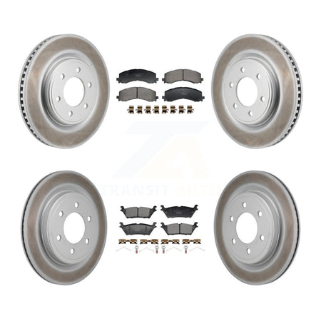 Front Rear Coated Brake Rotor Ceramic Pad Kit For Ford F-150 Expedition Lincoln Navigator KGT-103378