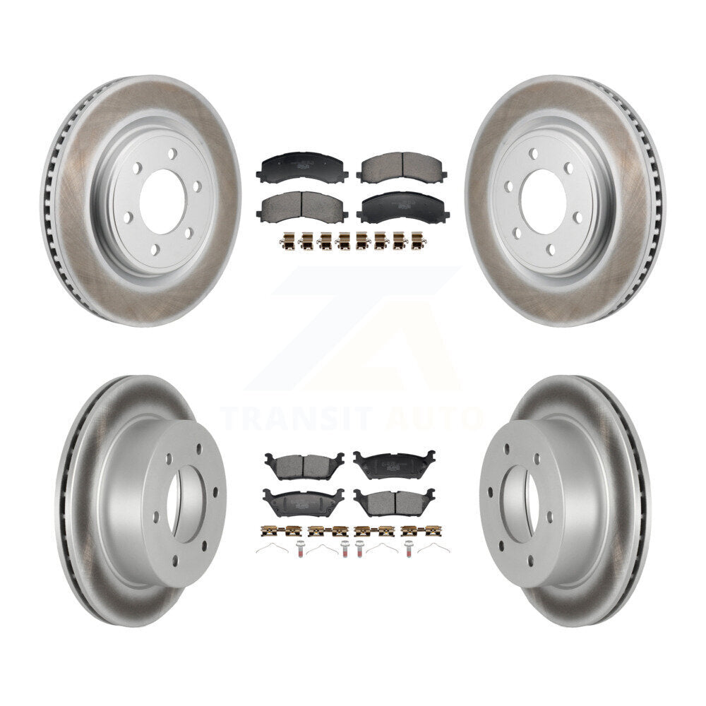 Front Rear Coated Disc Brake Rotors And Ceramic Pads Kit For 2022-2023 Ford Bronco 3.0L KGT-103379