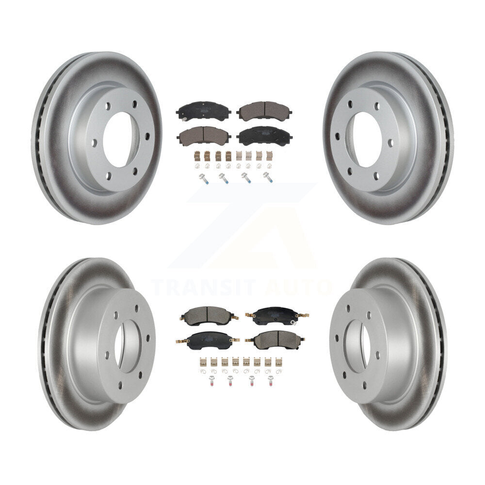 Front Rear Coated Disc Brake Rotors And Ceramic Pads Kit For Ford Bronco KGT-103380