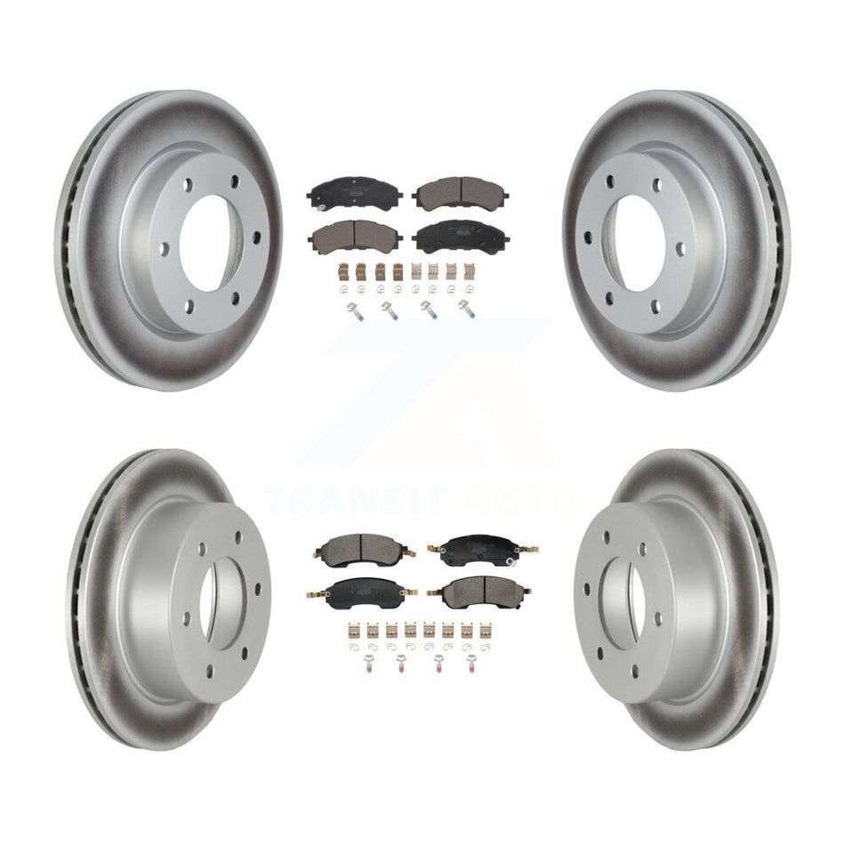Front Rear Coated Disc Brake Rotors And Ceramic Pads Kit For Ford Bronco KGT-103380