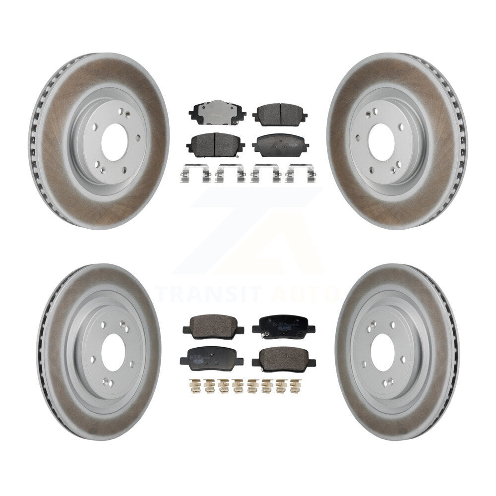 Front Rear Coated Disc Brake Rotors And Ceramic Pads Kit For Hyundai Santa Fe Kia Sorento KGT-103381