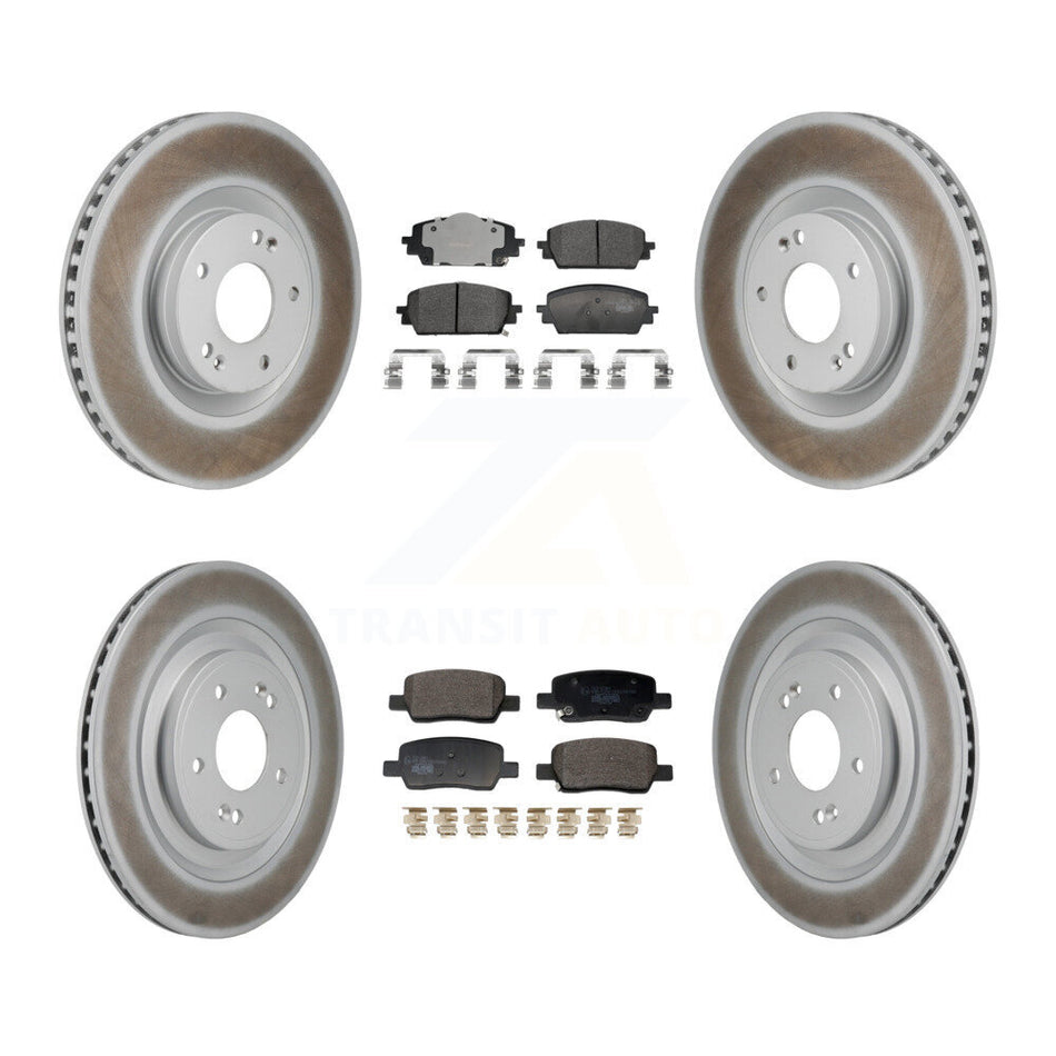 Front Rear Coated Disc Brake Rotors And Ceramic Pads Kit For Hyundai Santa Fe Kia Sorento KGT-103381