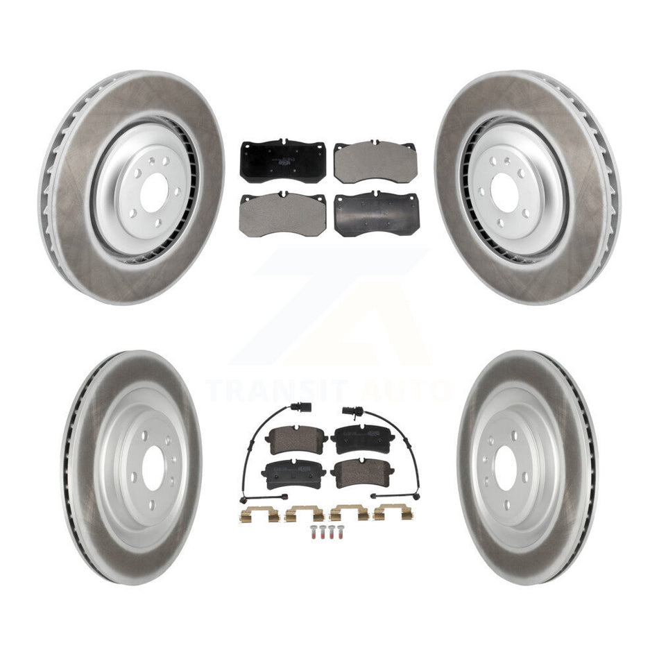 Front Rear Coated Disc Brake Rotors And Ceramic Pads Kit For Audi S8 S7 KGT-103399