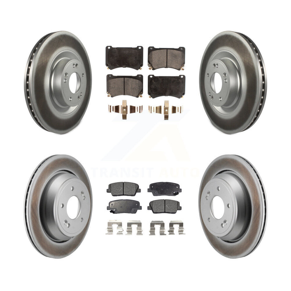 Front Rear Coated Disc Brake Rotors And Ceramic Pads Kit For 2011 Hyundai Equus KGT-103400