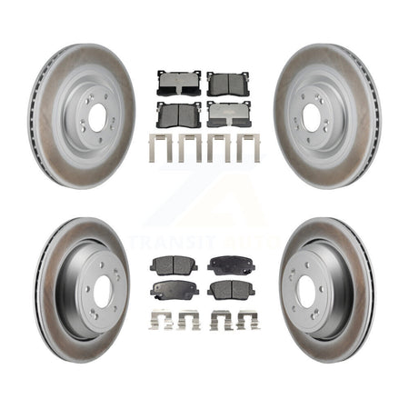 Front Rear Coated Disc Brake Rotors And Ceramic Pads Kit For Hyundai Equus Kia K900 KGT-103401