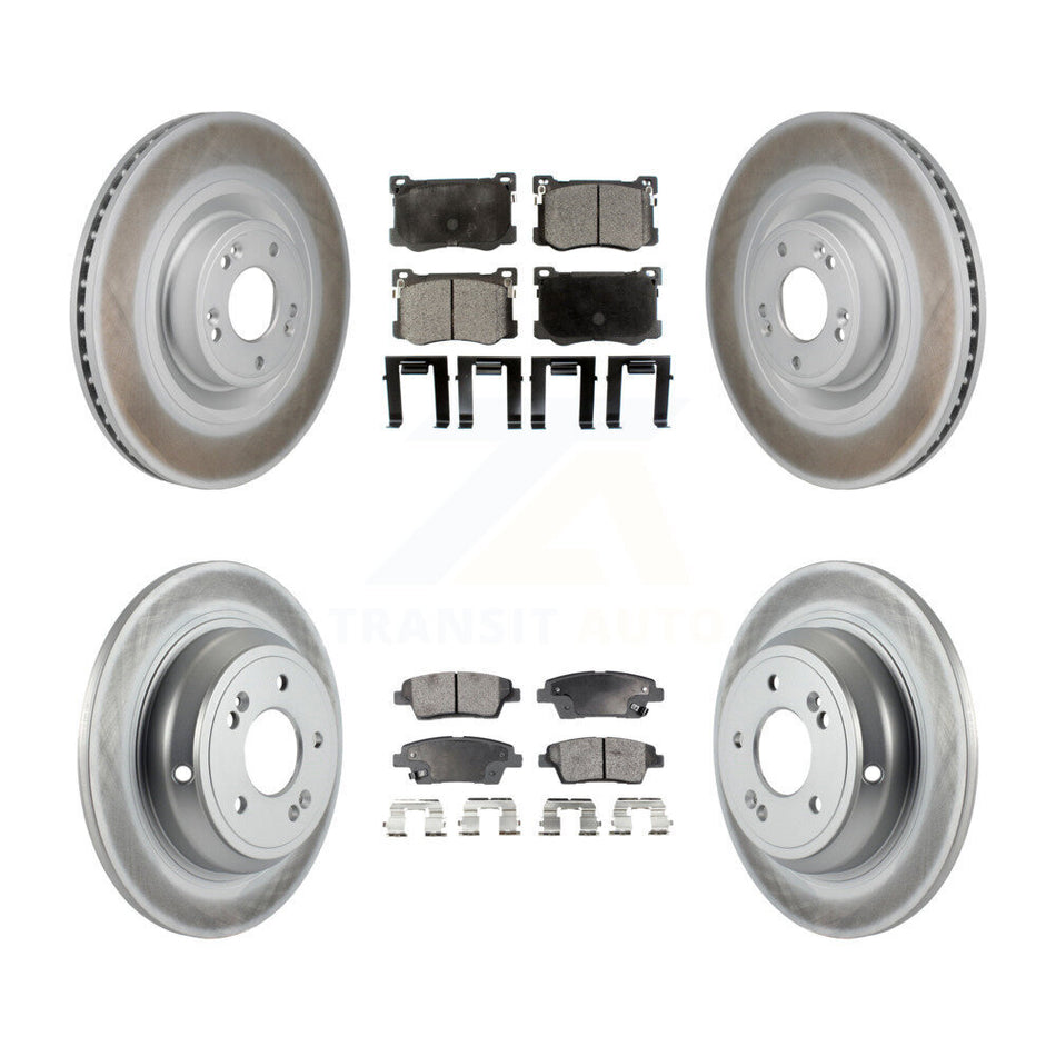 Front Rear Coated Disc Brake Rotors And Ceramic Pads Kit For Hyundai Genesis G80 5.0L KGT-103402