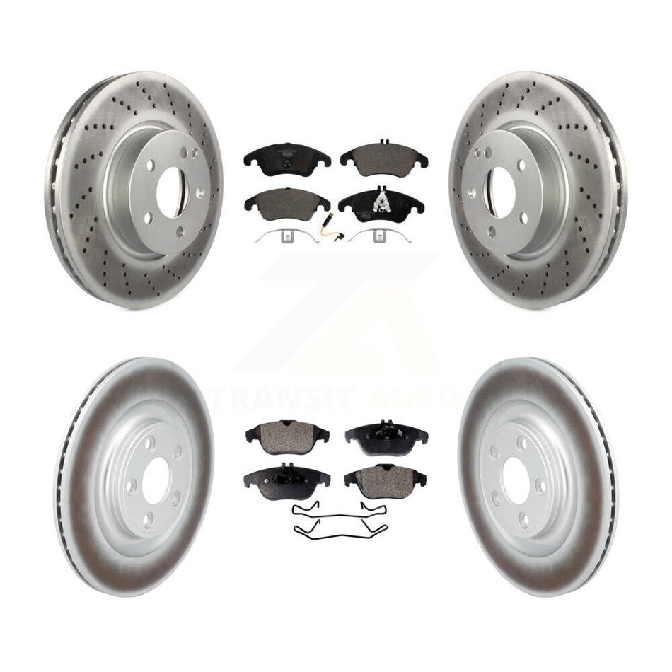 Front Rear Coated Disc Brake Rotors And Ceramic Pads Kit For Mercedes-Benz E400 KGT-103412