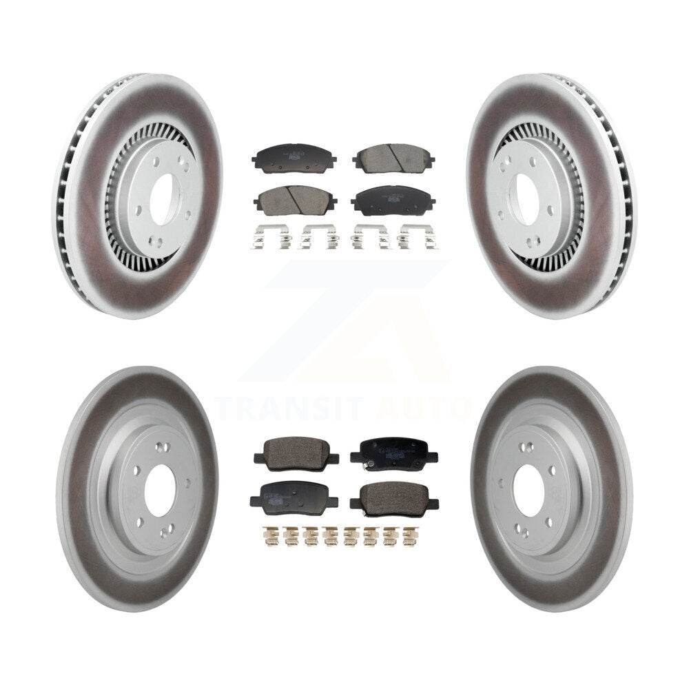 Front Rear Coated Disc Brake Rotors And Ceramic Pads Kit For 2022-2024 Kia Carnival KGT-103416