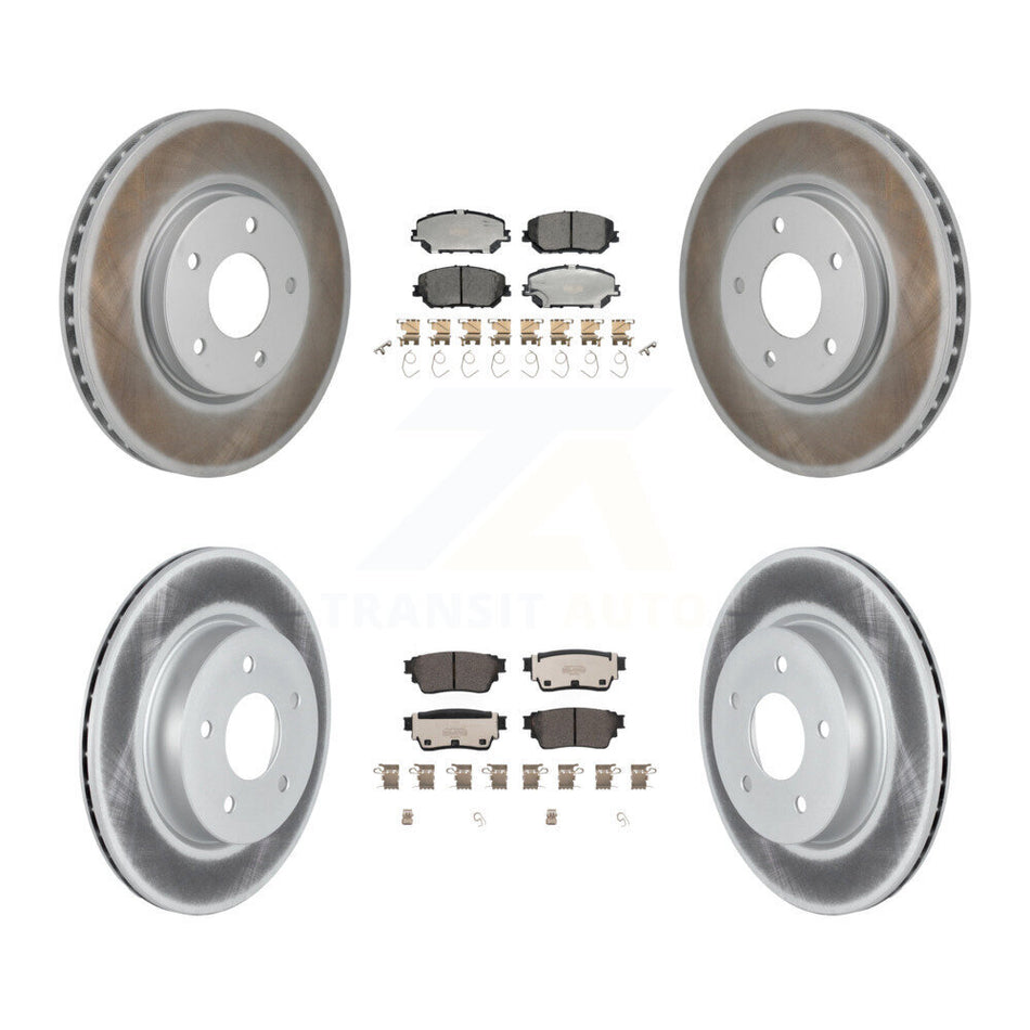 Front Rear Coated Disc Brake Rotors And Ceramic Pads Kit For Nissan Rogue KGT-103417