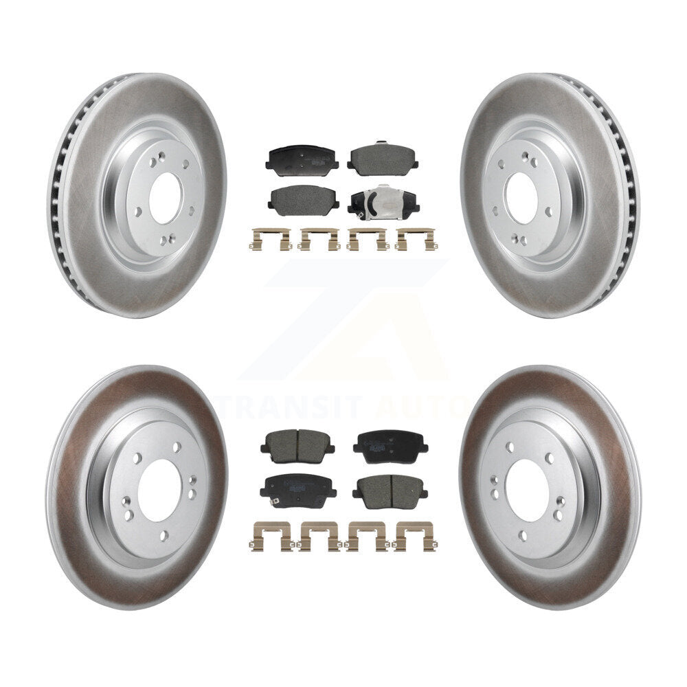 Front Rear Coated Disc Brake Rotors And Ceramic Pads Kit For Hyundai Veloster N KGT-103422