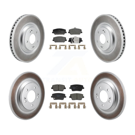 Front Rear Coated Disc Brake Rotors And Ceramic Pads Kit For Hyundai Veloster N KGT-103422