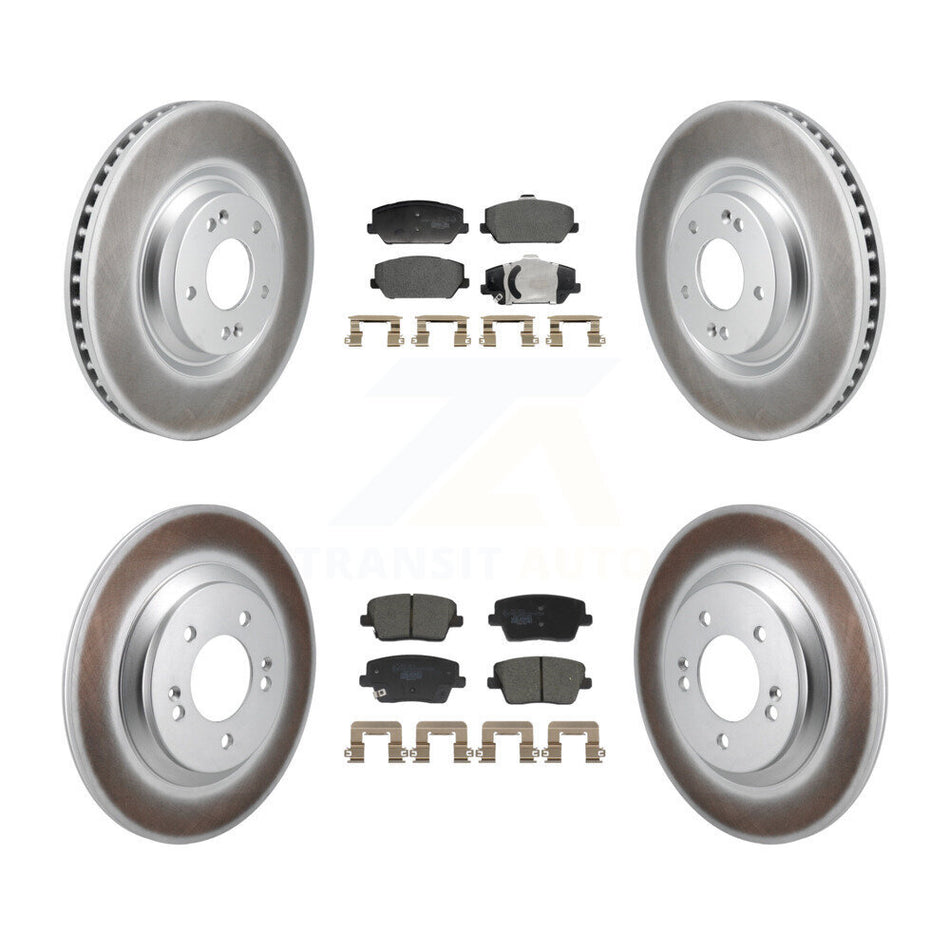 Front Rear Coated Disc Brake Rotors And Ceramic Pads Kit For Hyundai Veloster N KGT-103422
