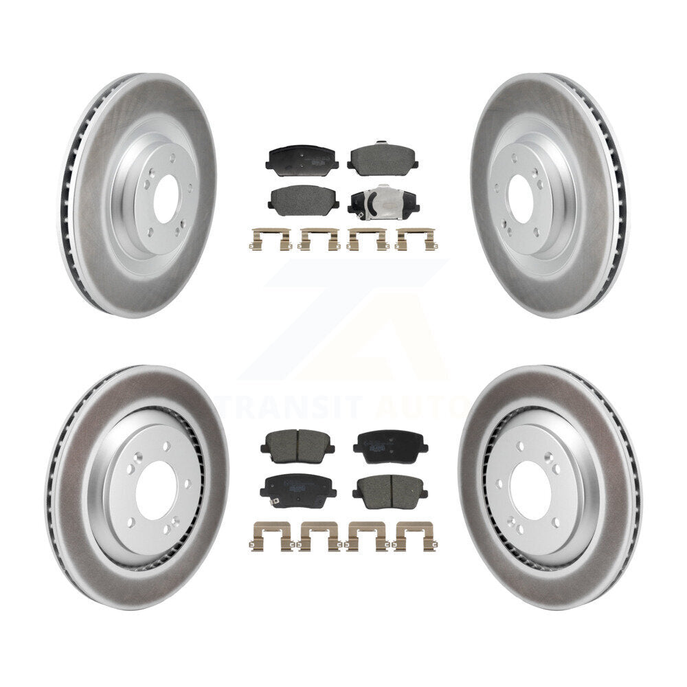 Front Rear Coated Disc Brake Rotors And Ceramic Pads Kit For Hyundai Veloster N KGT-103423