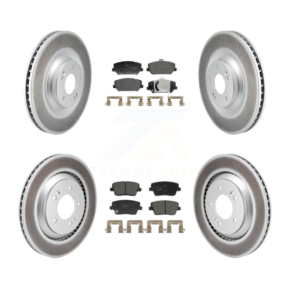 Front Rear Coated Disc Brake Rotors And Ceramic Pads Kit For Hyundai Veloster N KGT-103423