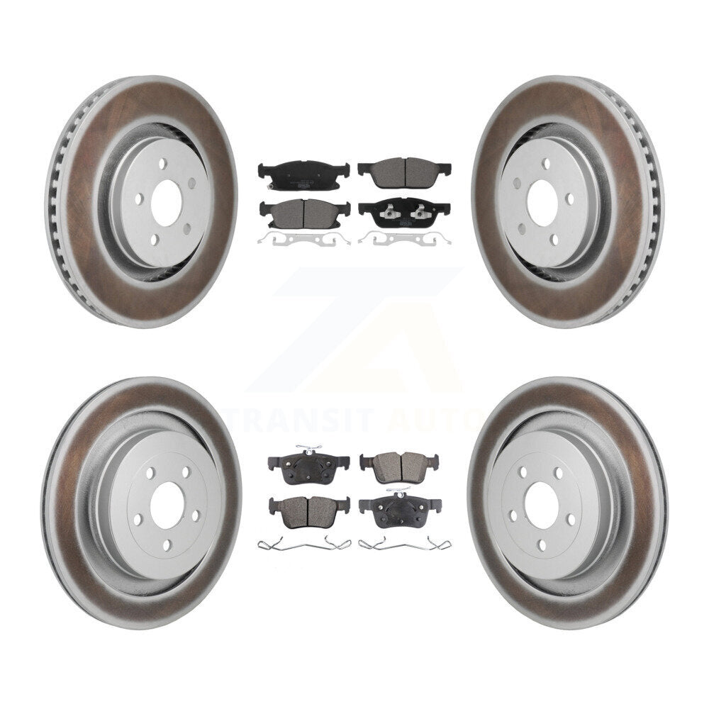 Front Rear Coat Brake Rotors Ceramic Pad Kit For 2019 Ford Edge With Red Painted Calipers KGT-103428