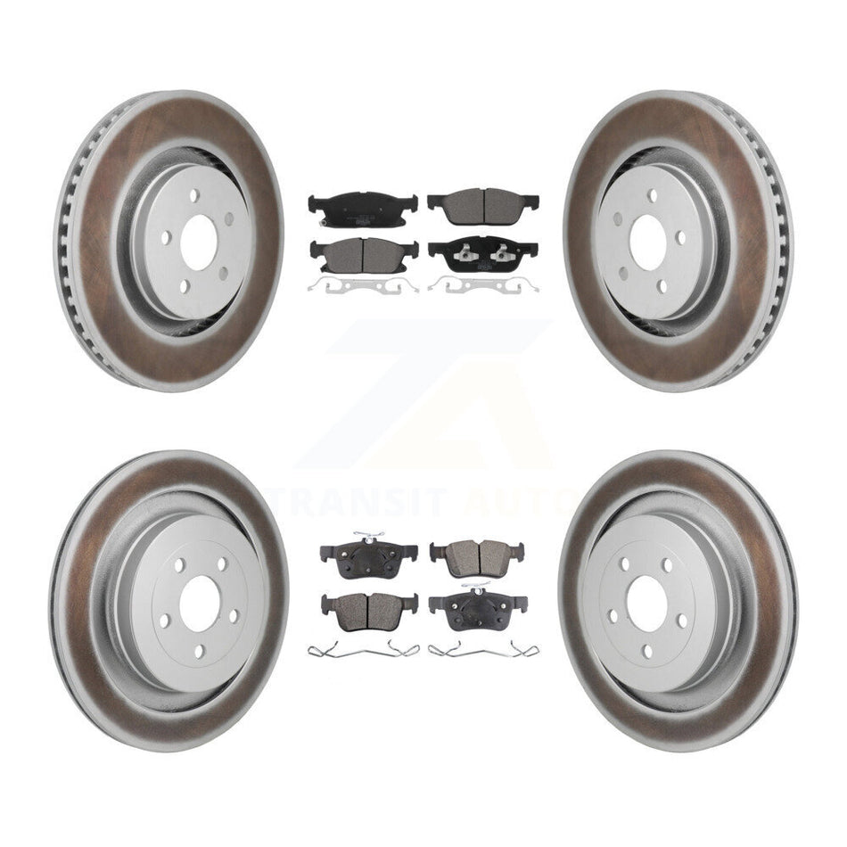 Front Rear Coat Brake Rotors Ceramic Pad Kit For 2019 Ford Edge With Red Painted Calipers KGT-103428