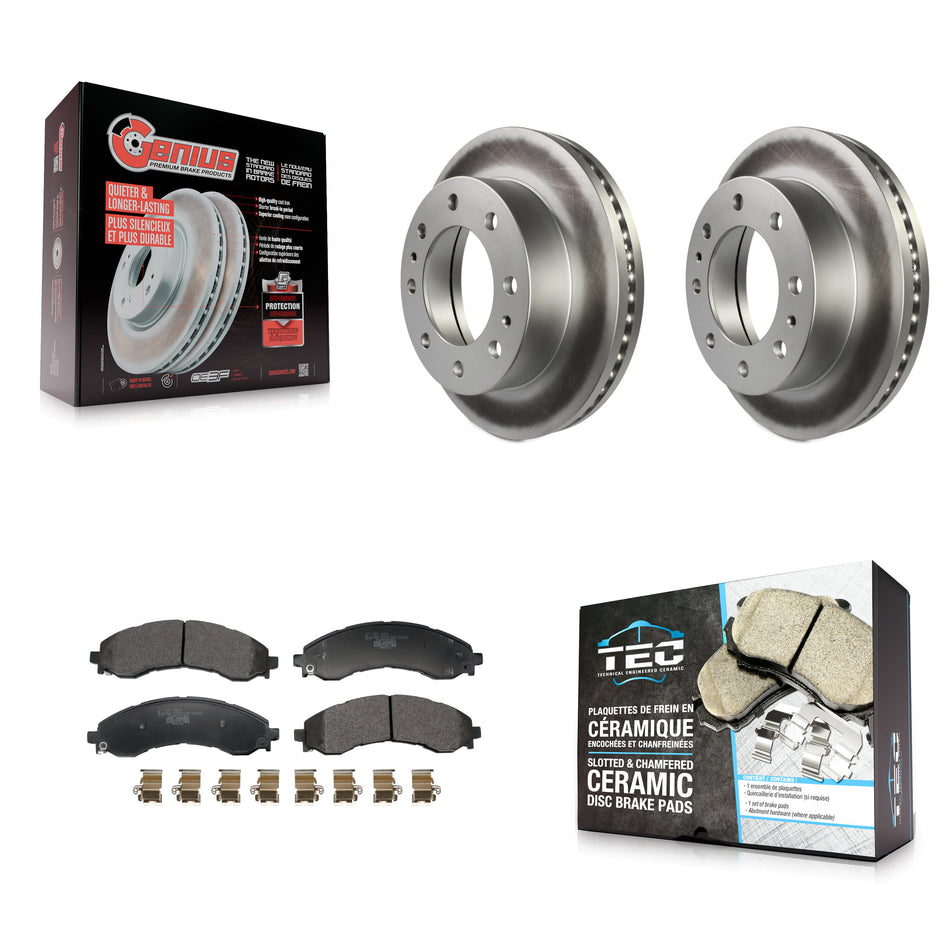Front Coated Disc Brake Rotors Ceramic Pad Kit For GMC Savana 3500 Chevrolet Express 4500 KGT-103435