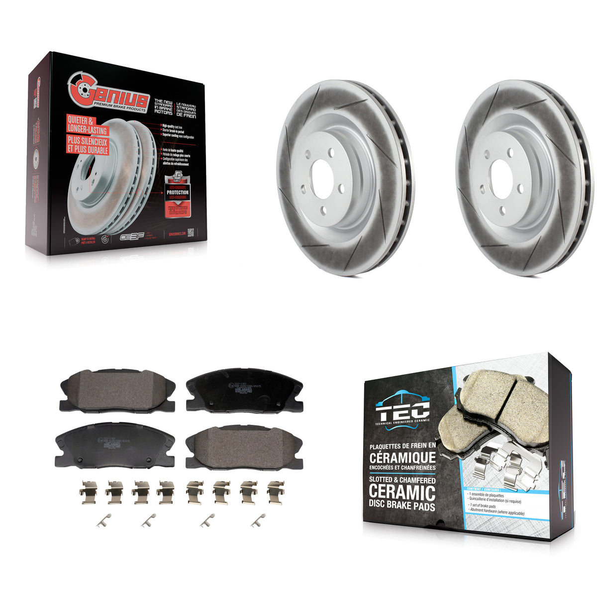Front Coat Brake Rotors Ceramic Pad Kit For Dodge Charger With 370mm Diameter Rotor KGT-103439