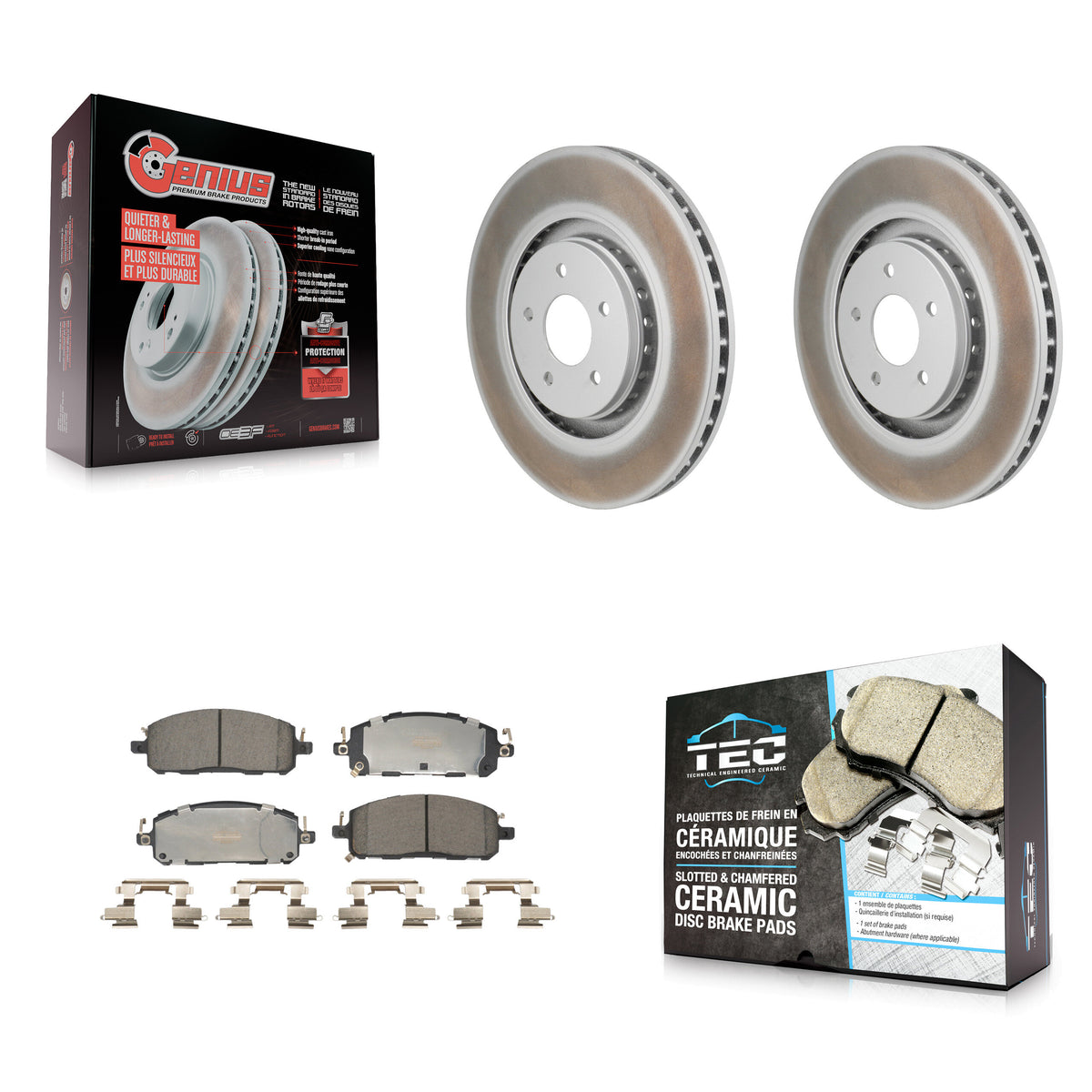 Front Coated Brake Rotors Ceramic Pad Kit For Mitsubishi Outlander Nissan Pathfinder QX60 KGT-103454