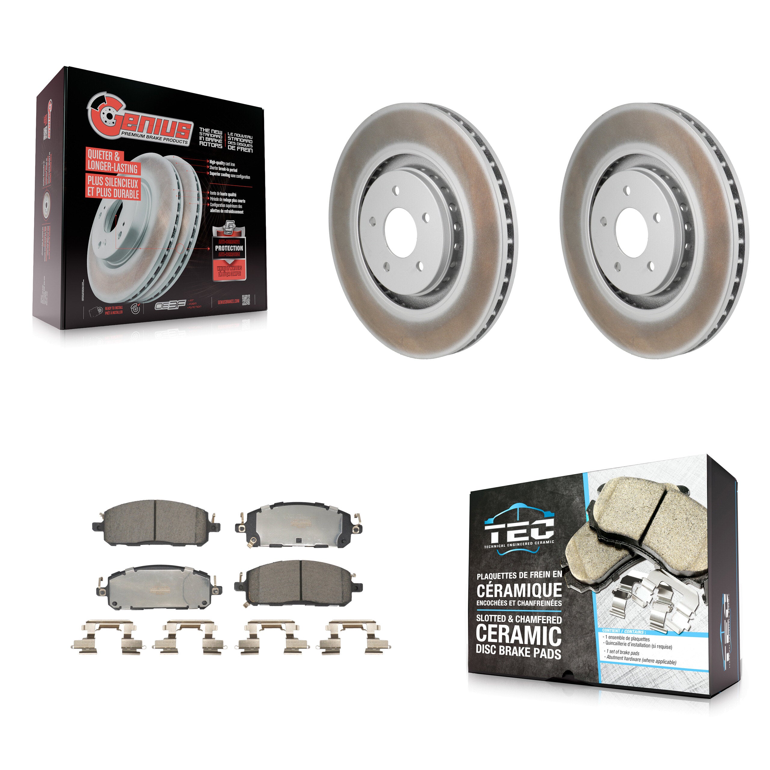 Front Coated Brake Rotors Ceramic Pad Kit For Mitsubishi Outlander Nissan Pathfinder QX60 KGT-103454