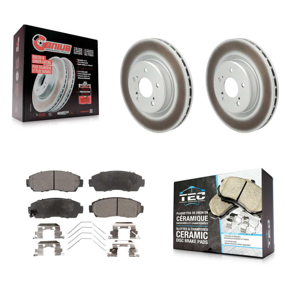 Front Coated Disc Brake Rotors And Ceramic Pads Kit For 2021-2023 Acura TLX 2.0L KGT-103456