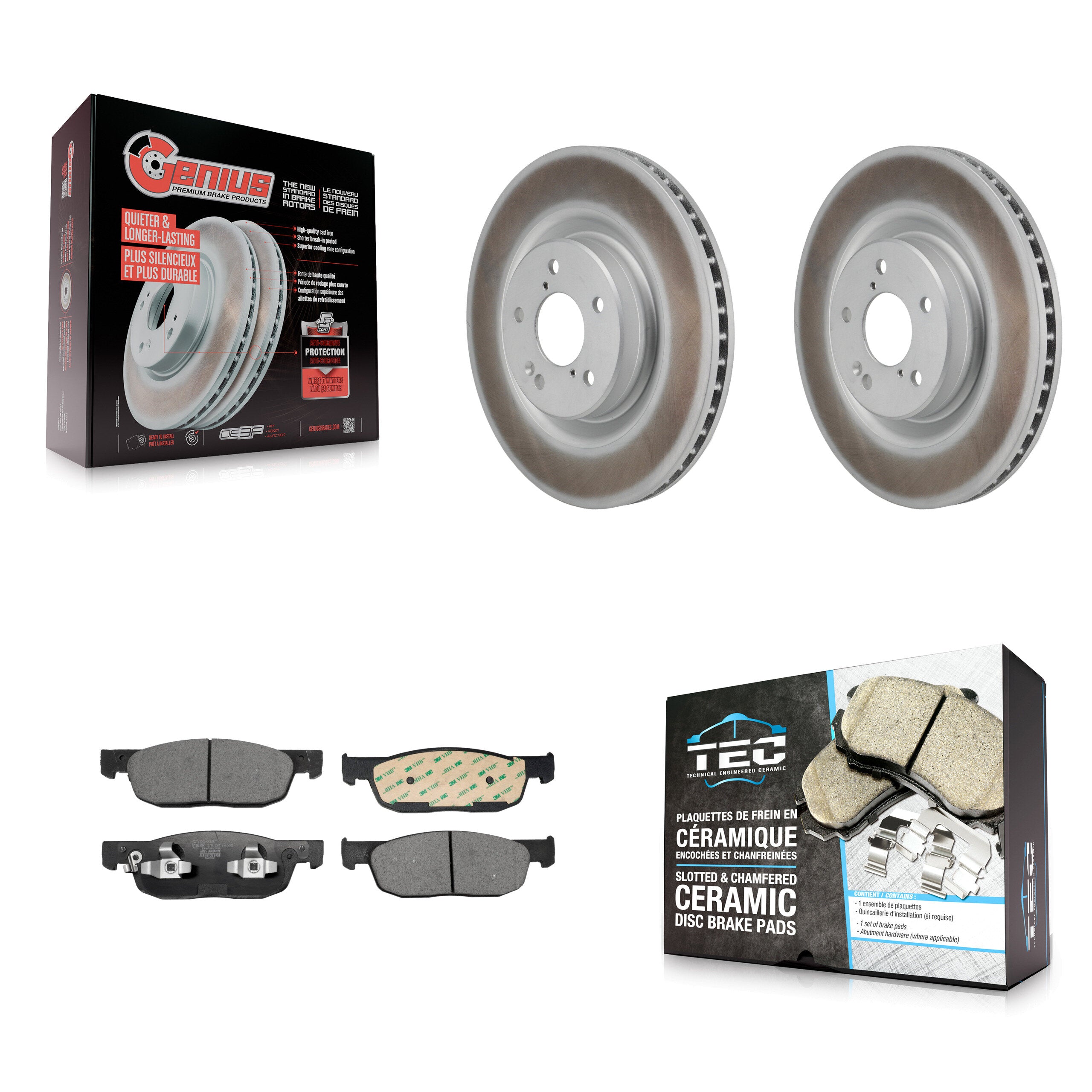 Front Coated Disc Brake Rotors And Ceramic Pads Kit For 2022-2023 Acura MDX 3.5L KGT-103457