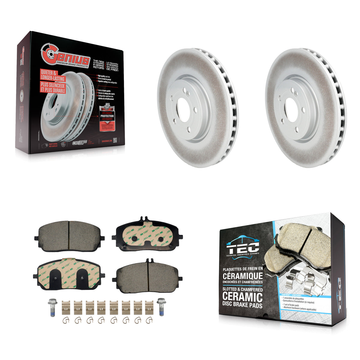 Front Coated Brake Rotor Ceramic Pad Kit For Mercedes-Benz GLB250 GLA250 A220 CLA250 A250 KGT-103463
